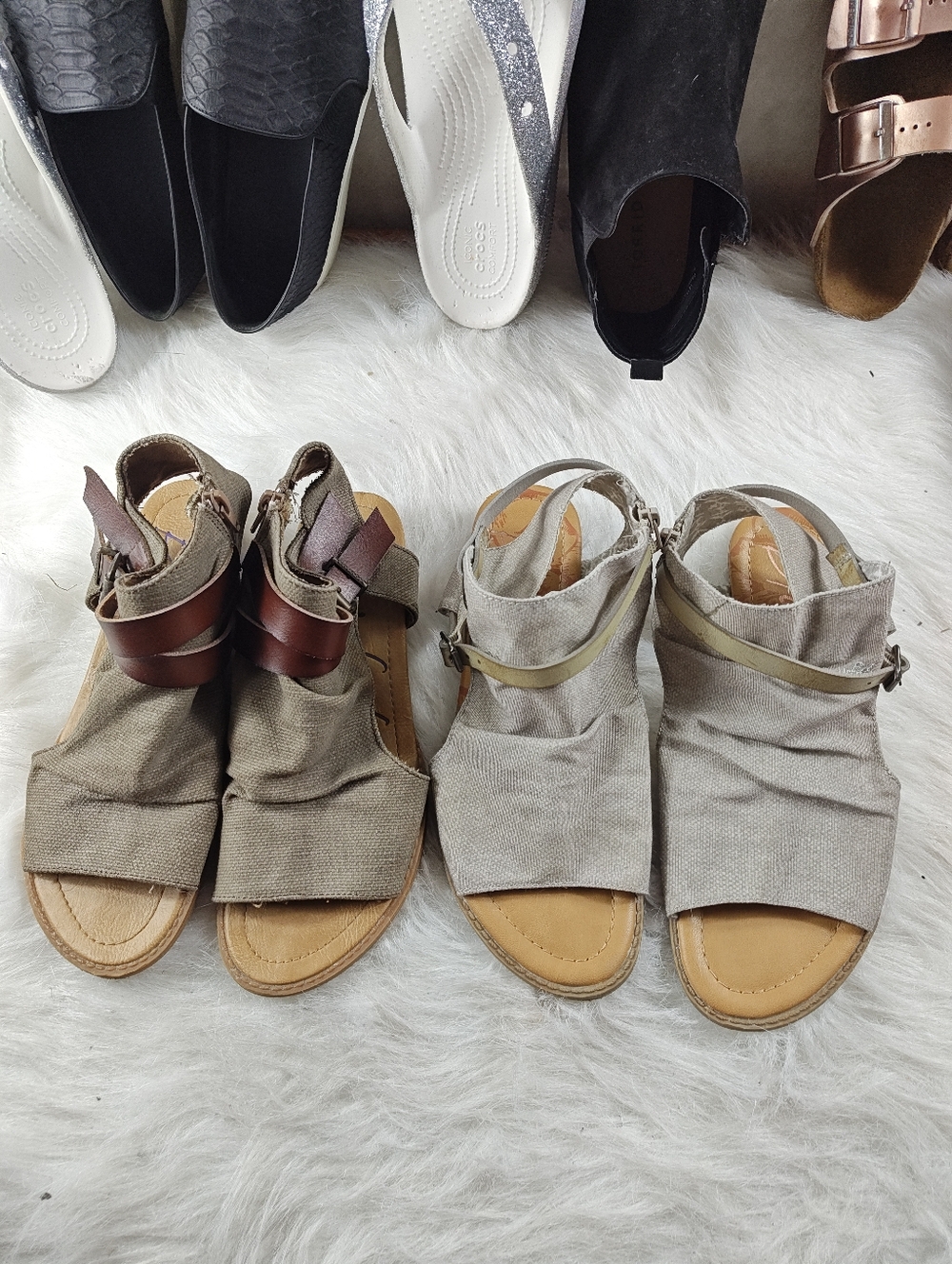 Blowfish Malibu 2-Pairs Bundle Buckle & Zipper Gladiator sandals Women Sz 8.5